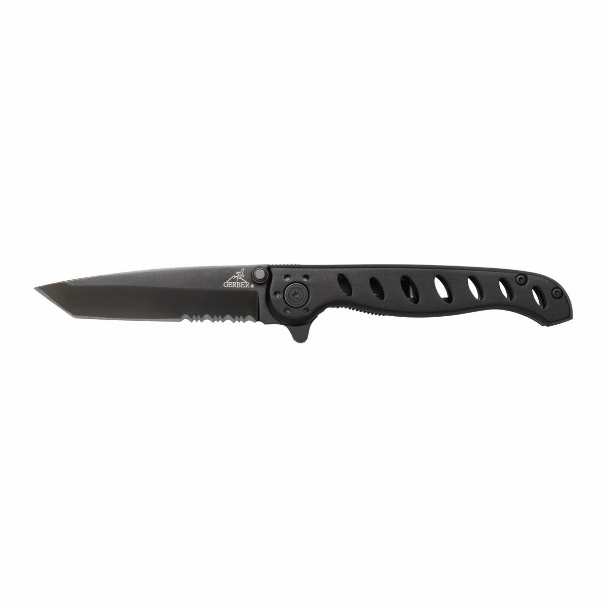 Gerber Mid Tactical Folding 3.12 Inch Tanto Serrated Blade Black Clampacked Pocket Knife Hunting