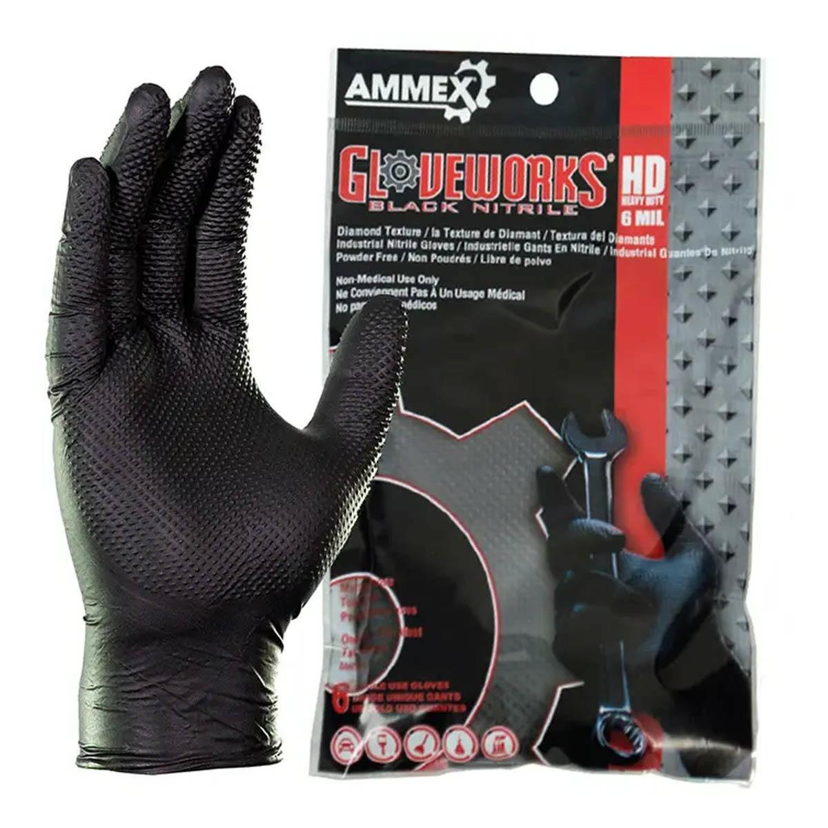 Gloveworks Hd Black Nitrile 6 Mil Disposable Gloves 6 Pack Accessories