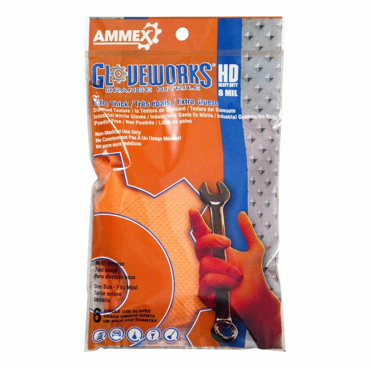 Gloveworks Hd Orange Nitrile 8 Mil Disposable Gloves 6 Pack Accessories