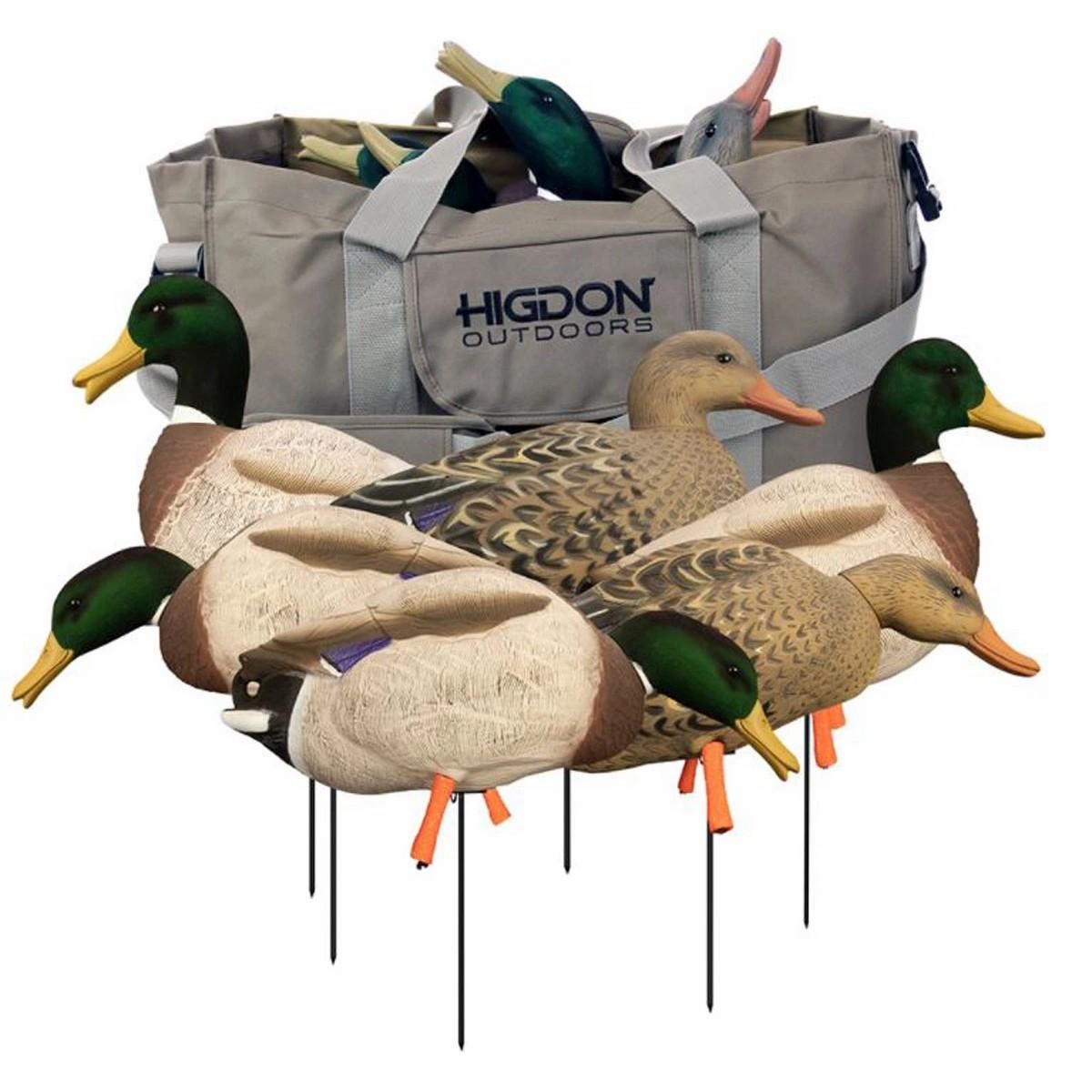 Higdon Magnum Full-Body Mallard, Variety Pk, Flocked Heads + Bag Decoys