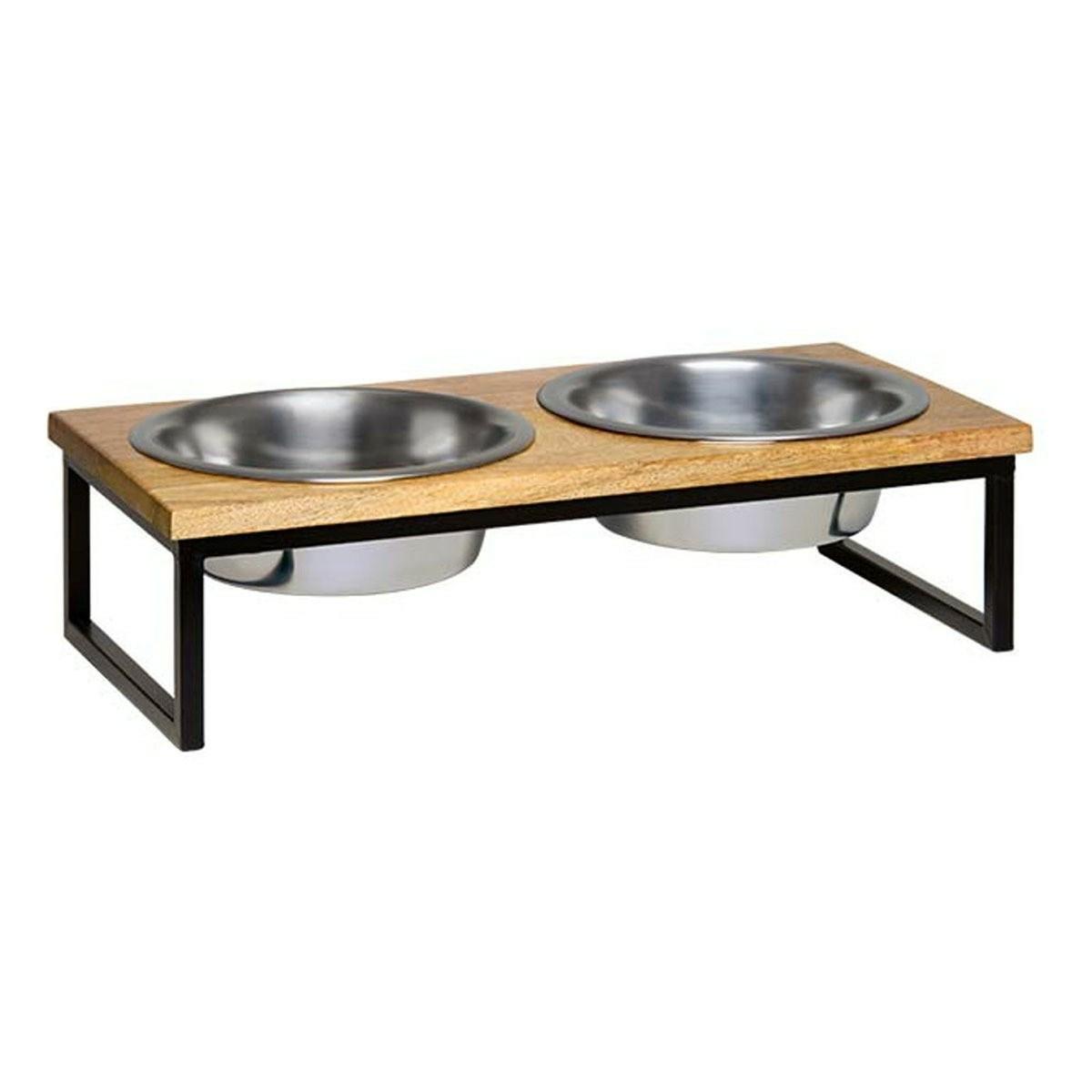 Loving Pets Natural Wood Top Diner Bowls & Feeders