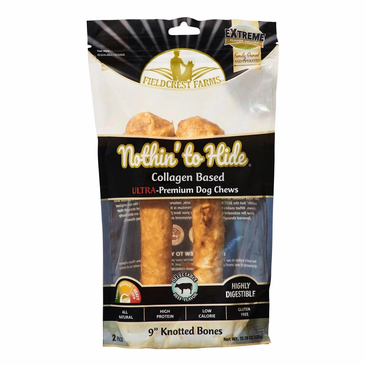 Nothin’ To Hide Ultra Knotted Bone 9″ Beef 2 Pack Dog Chew Dog Training & Suoolies