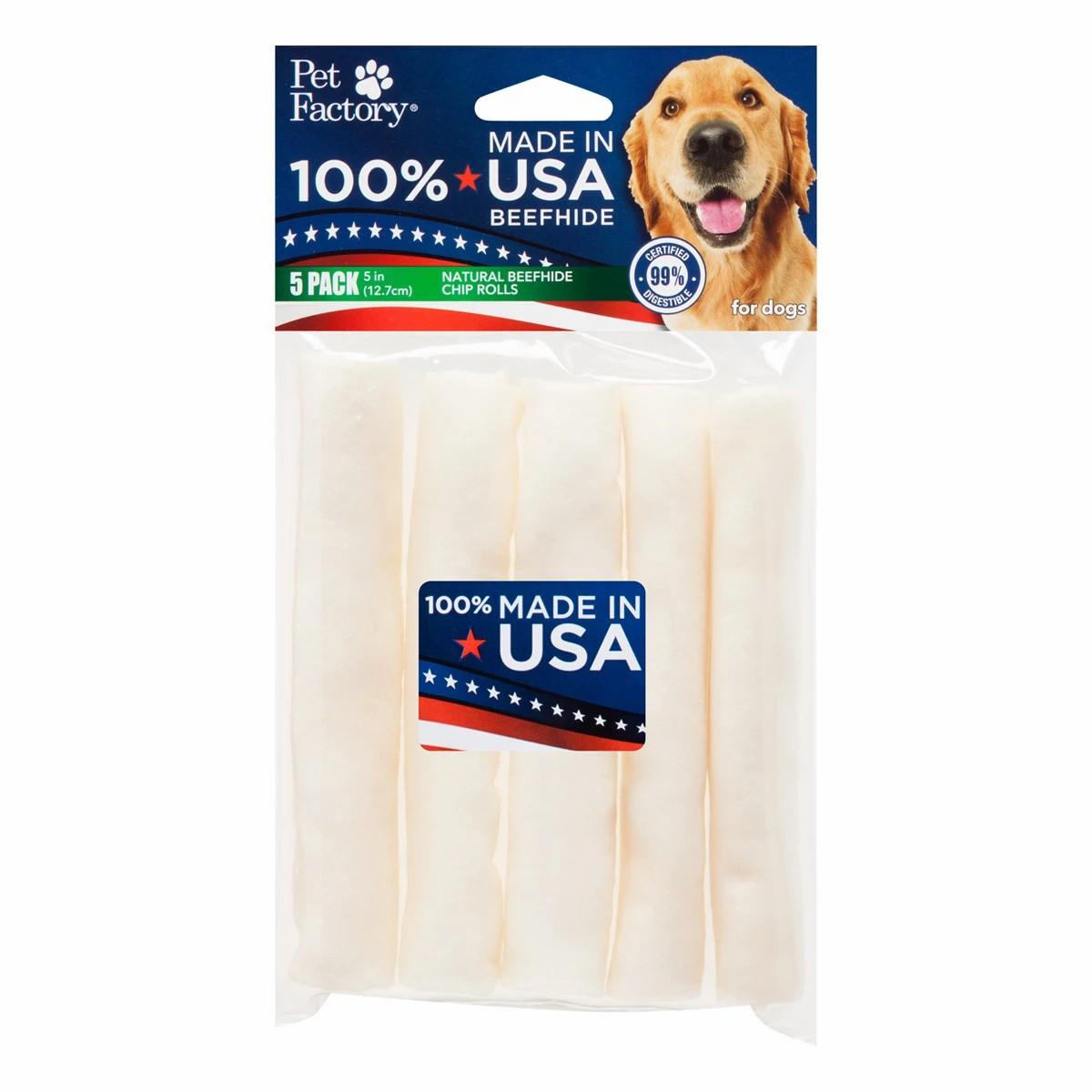 Pet Factory Natural Beefhide Chip Rolls Dog Bones Dog Training & Suoolies