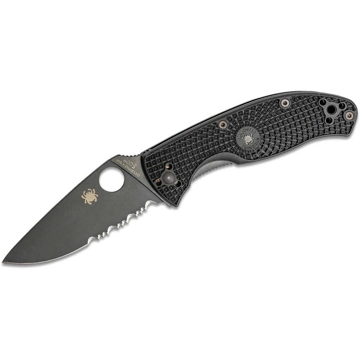 Spyderco Tenacious Lightweight Black Blade Pocket Knife Hunting