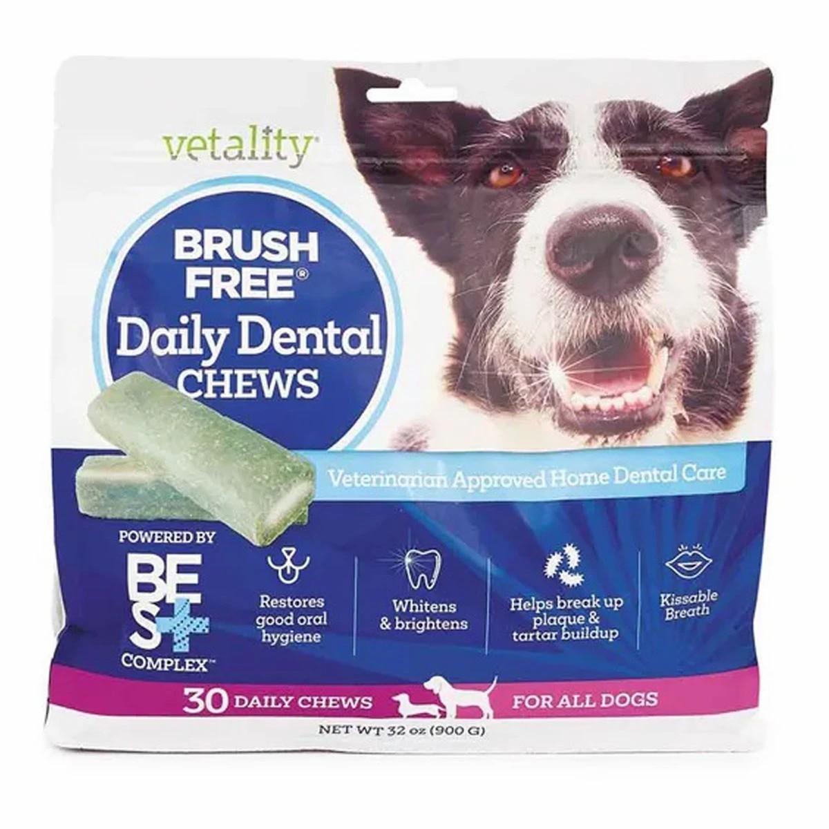 Vetality Brush Free Dental Chews Dog Training & Suoolies