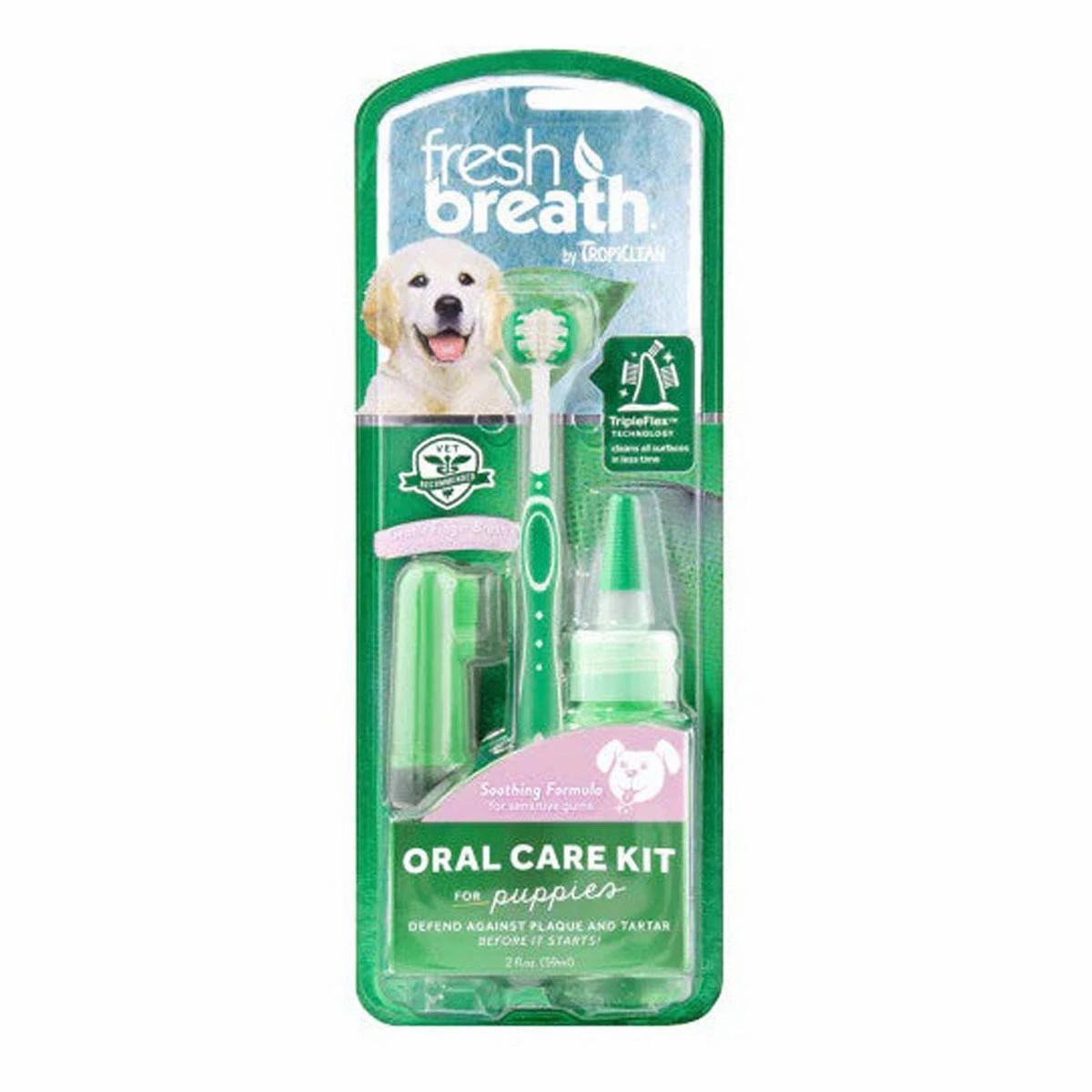 Tropiclean Fresh Breath Oral Care Kit For Puppies Dog Training & Suoolies